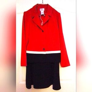 R&K Originals Skirt Suit sz 12 in Women's Black, Red & White